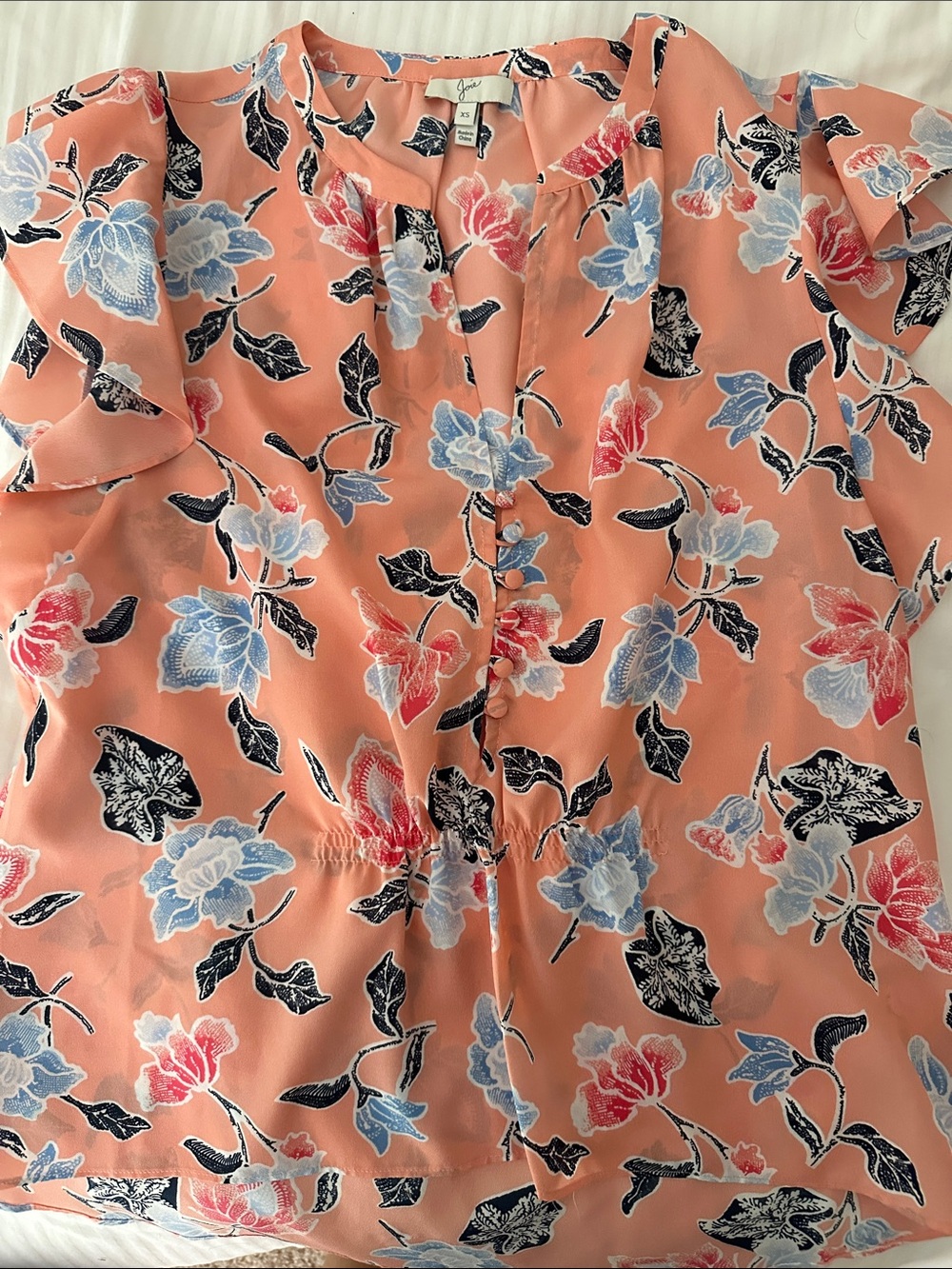 Joie Floral Peplum Blouse - Peach